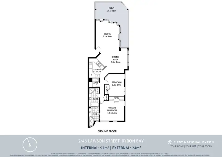 Floorplan of Homely unit listing, 2/46 Lawson Street, Byron Bay NSW 2481