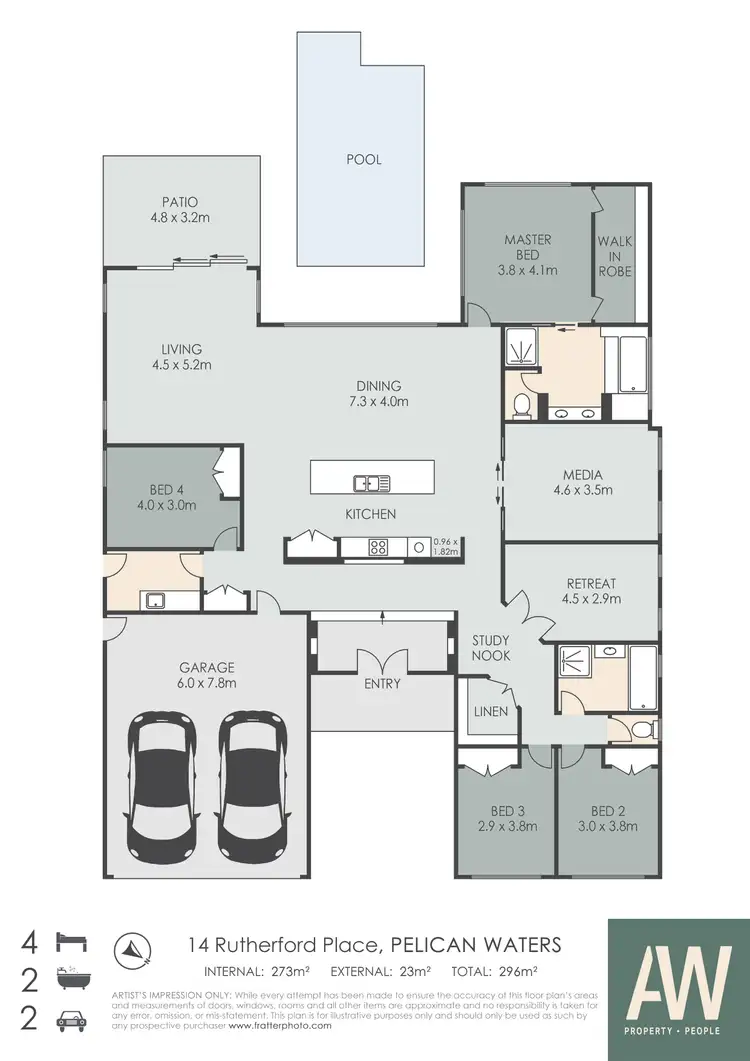 Floorplan of Homely house listing, 14 Rutherford Place, Pelican Waters QLD 4551