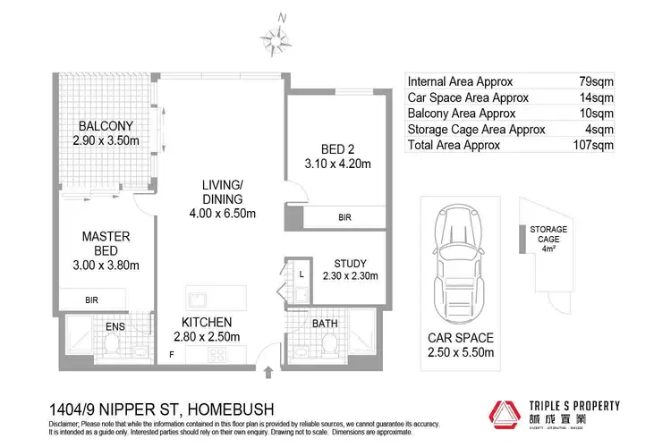 Floorplan of Homely apartment listing, 1404/9 Nipper Street, Homebush NSW 2140