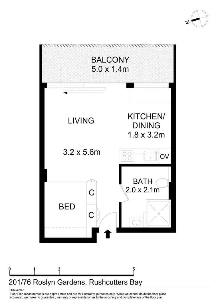 Floorplan of Homely studio listing, 201/76 Roslyn Gardens, Rushcutters Bay NSW 2011