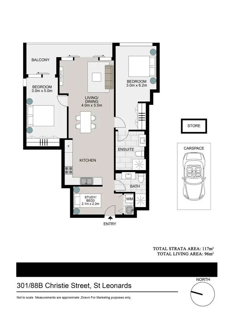 Floorplan of Homely apartment listing, 301/88B Christie Street, St Leonards NSW 2065