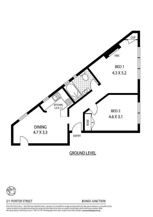Floorplan of Homely apartment listing, 2/1 Porter Street, Bondi Junction NSW 2022