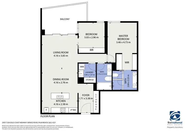 Floorplan of Homely unit listing, 2307/1328 Gold Coast Highway, Palm Beach QLD 4221