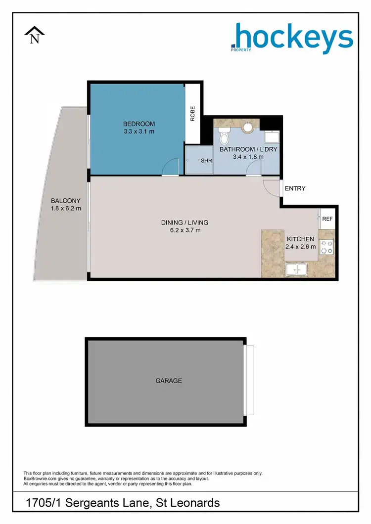 Floorplan of Homely apartment listing, 1705/1 Sergeants Lane, St Leonards NSW 2065