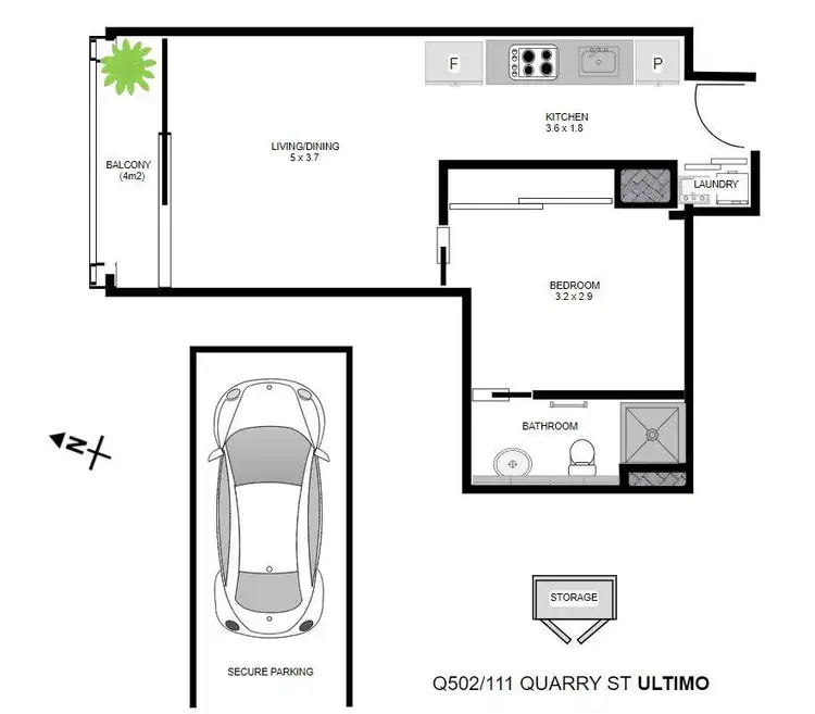 Floorplan of Homely apartment listing, Q502/111 Quarry Street, Ultimo NSW 2007