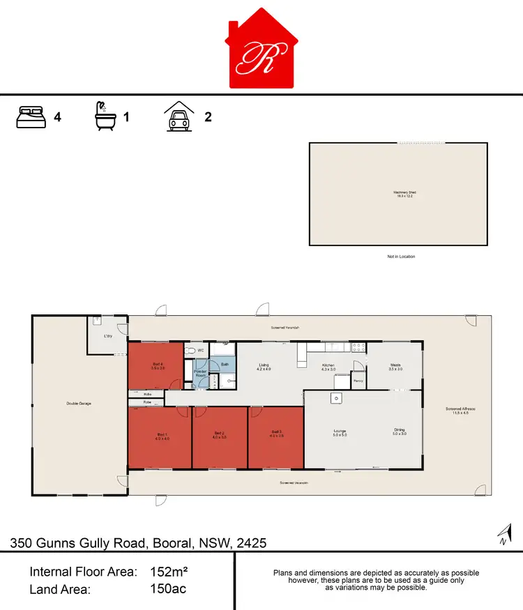 Floorplan of Homely rural property listing, 350 Gunns Gully Road, Booral NSW 2425