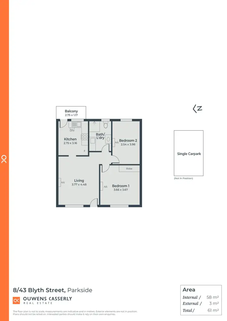 Floorplan of Homely unit listing, 8/43 Blyth Street, Parkside SA 5063