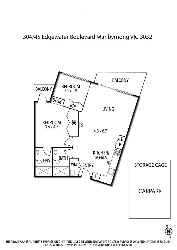 Floorplan of Homely apartment listing, 304/45 Edgewater Boulevard, Maribyrnong VIC 3032