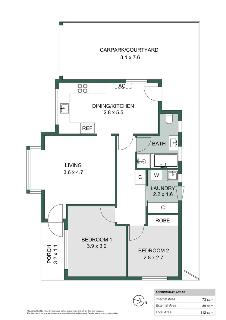 Floorplan of Homely unit listing, 1/8 Marlborough Street, Brighton SA 5048