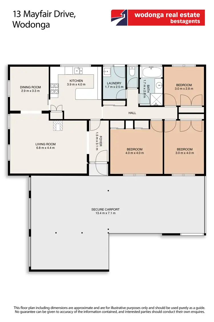 Floorplan of Homely house listing, 13 Mayfair Drive, Wodonga VIC 3690