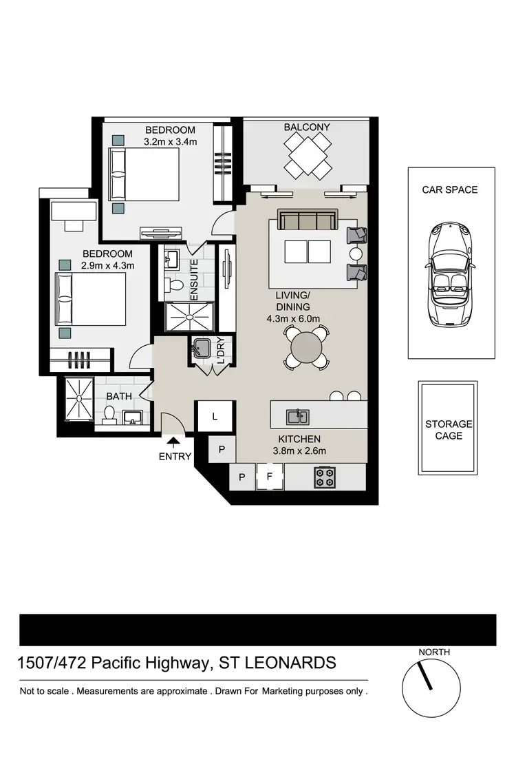 Floorplan of Homely apartment listing, 1507/472 Pacific Highway, St Leonards NSW 2065