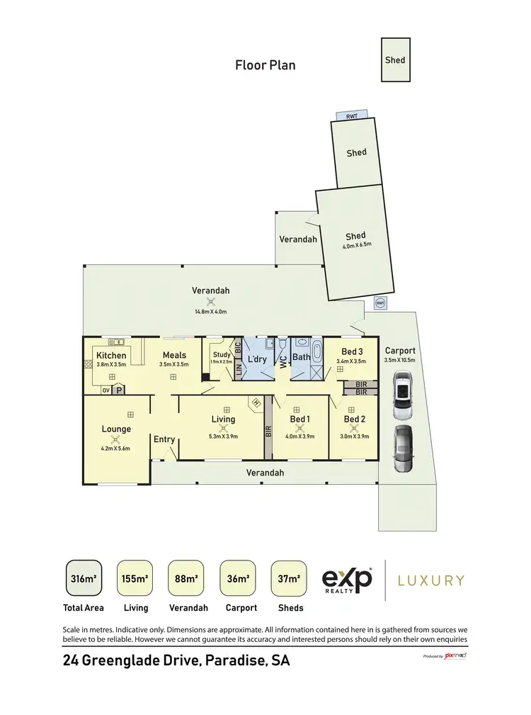 Floorplan of Homely house listing, 24 Greenglade Drive, Paradise SA 5075