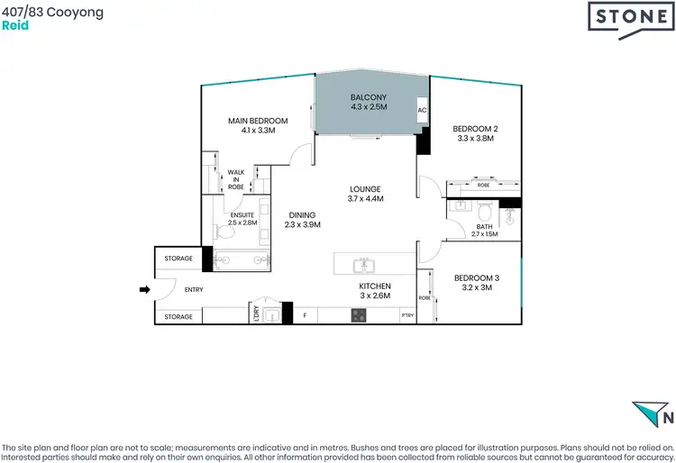 Floorplan of Homely apartment listing, 407/83 Cooyong Street, Reid ACT 2612