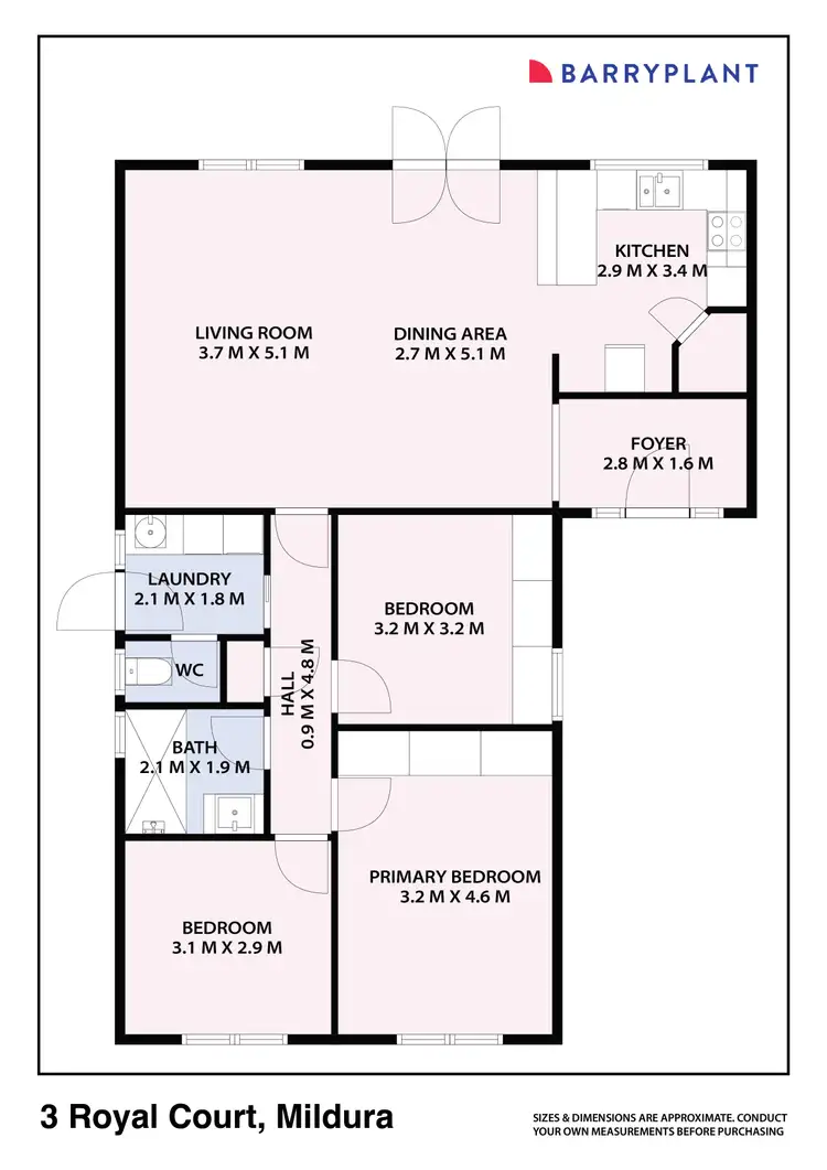 Floorplan of Homely townhouse listing, 1/3 Royal Court, Mildura VIC 3500