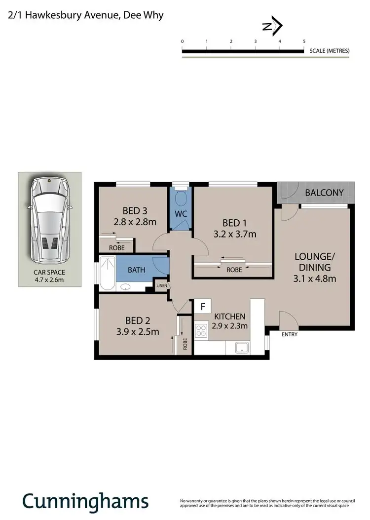 Floorplan of Homely unit listing, 2/1 Hawkesbury Avenue, Dee Why NSW 2099