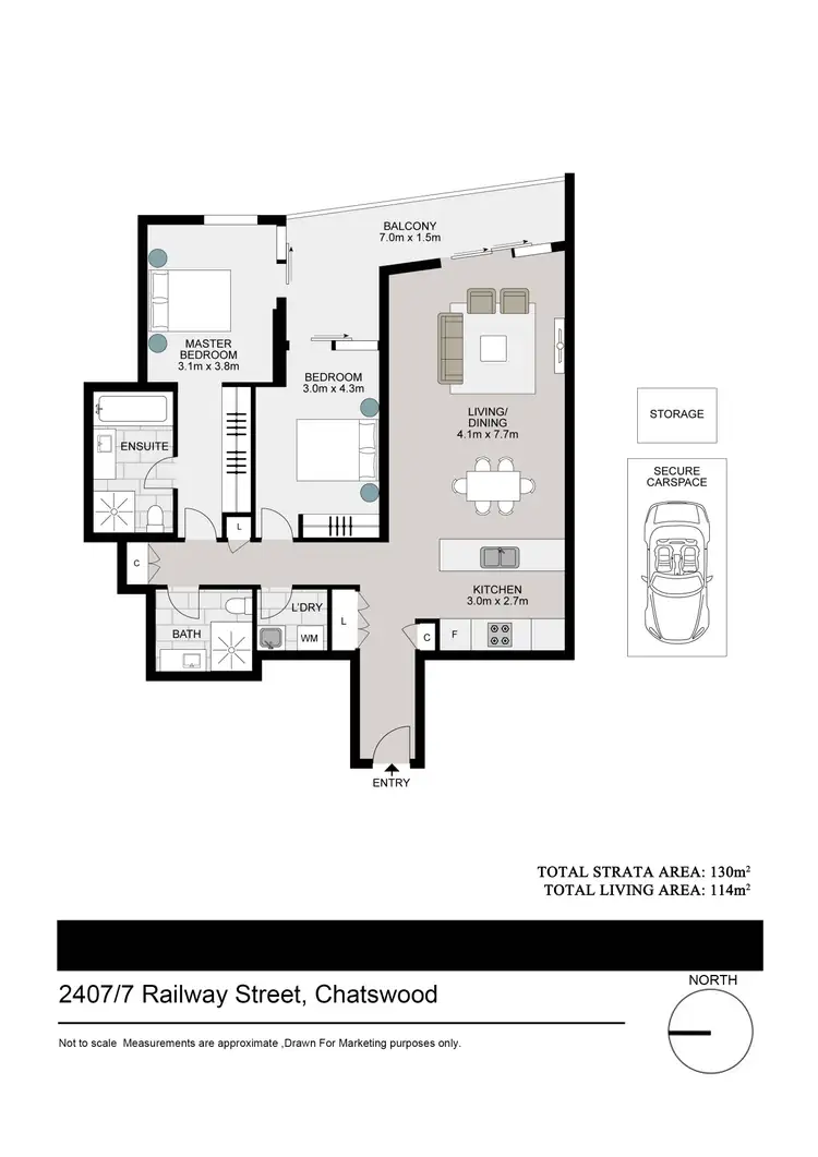 Floorplan of Homely apartment listing, 2407/7 Railway Street, Chatswood NSW 2067