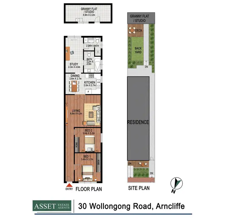 Floorplan of Homely semi-detached listing, 30 Wollongong Road, Arncliffe NSW 2205