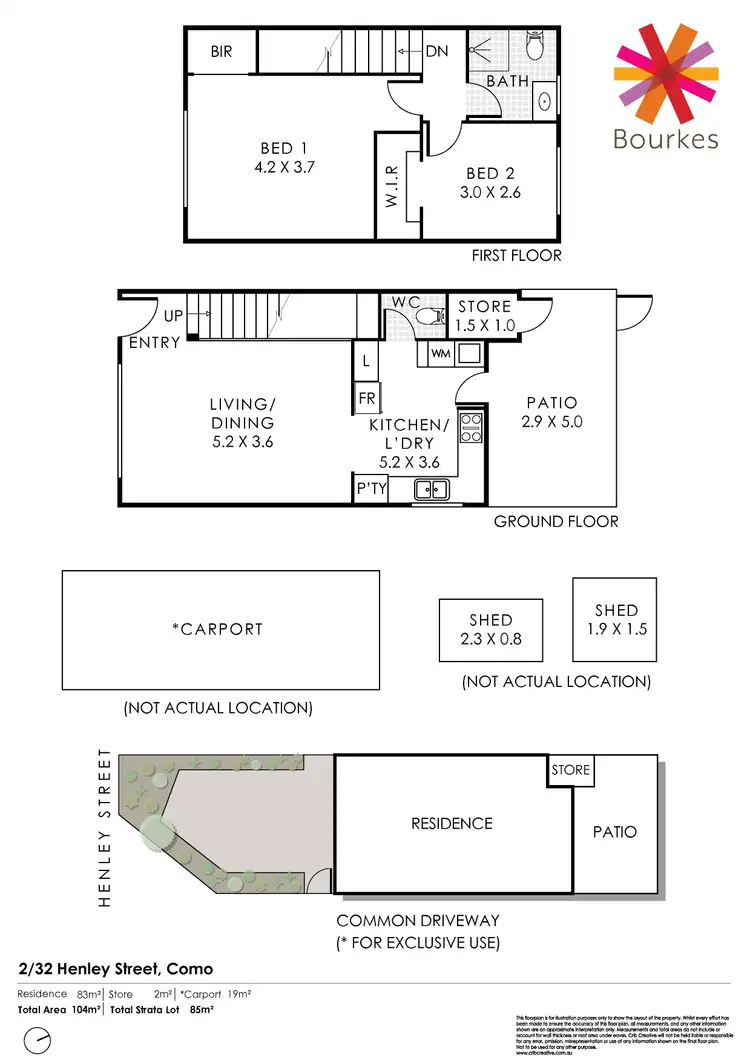 Floorplan of Homely townhouse listing, 2/32 Henley Street, Como WA 6152
