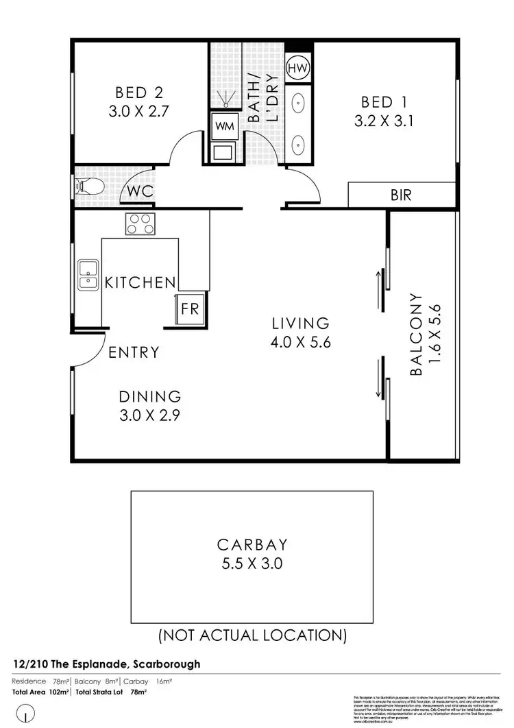 Floorplan of Homely unit listing, 12/210 The Esplanade, Scarborough WA 6019