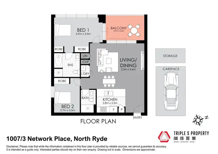 Floorplan of Homely apartment listing, 1007/3 Network Place, North Ryde NSW 2113