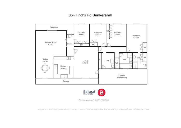 Floorplan of Homely house listing, 654 Finchs Road, Bunkers Hill VIC 3352