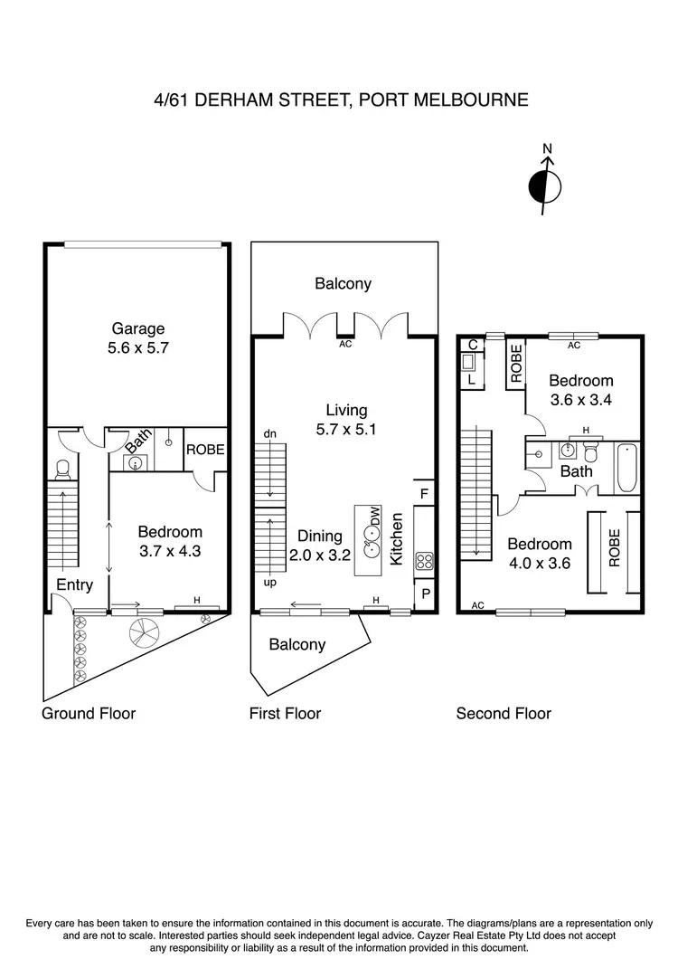 Floorplan of Homely townhouse listing, 4/61 Derham Street, Port Melbourne VIC 3207