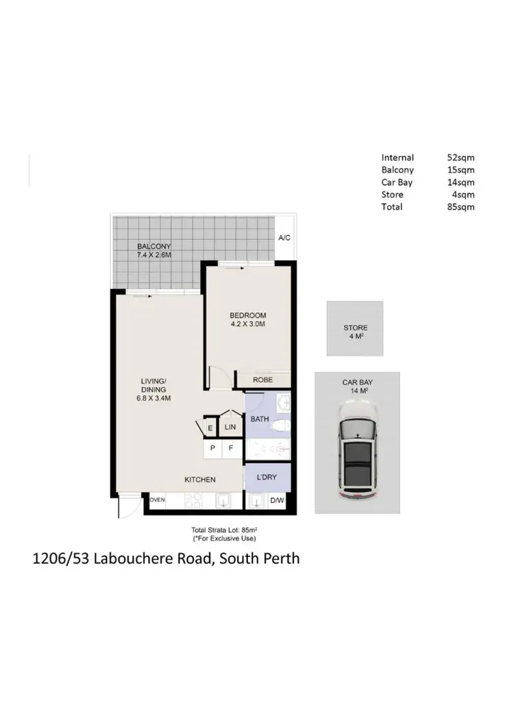 Floorplan of Homely apartment listing, 1206/53 Labouchere Road, South Perth WA 6151