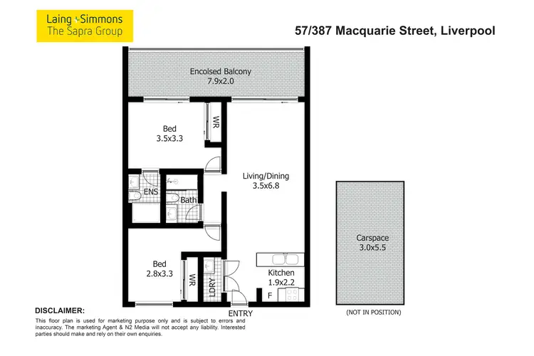 Floorplan of Homely apartment listing, 57/387-389 Macquarie Street, Liverpool NSW 2170