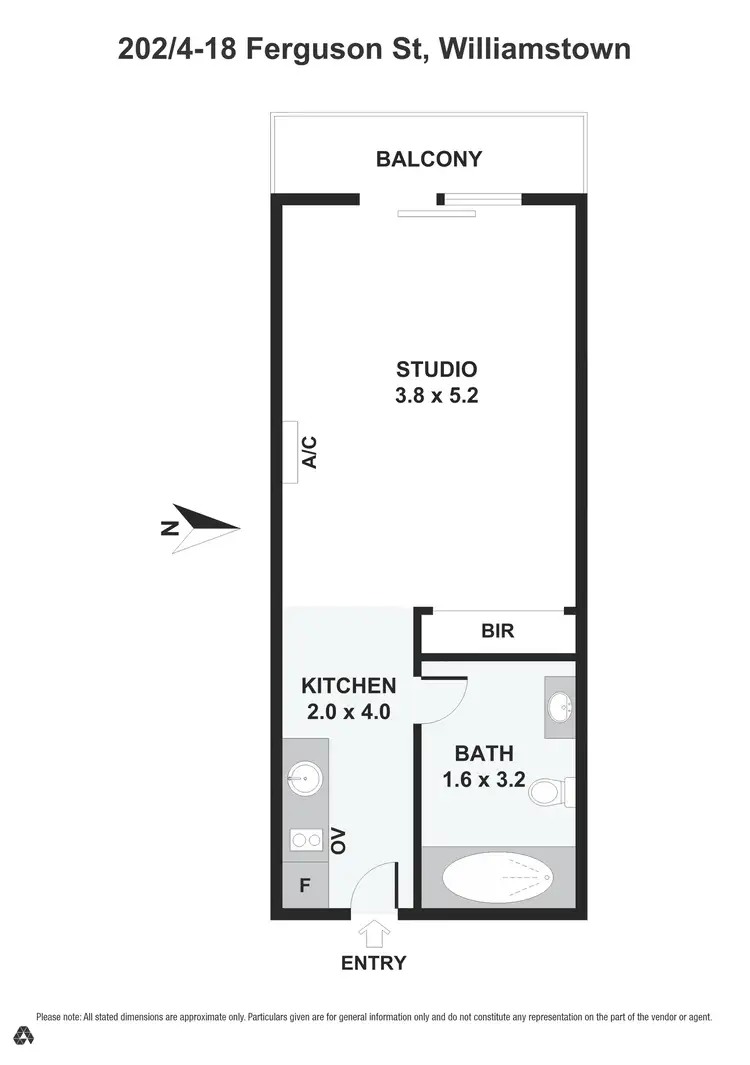 Floorplan of Homely studio listing, 202/4-18 Ferguson Street, Williamstown VIC 3016