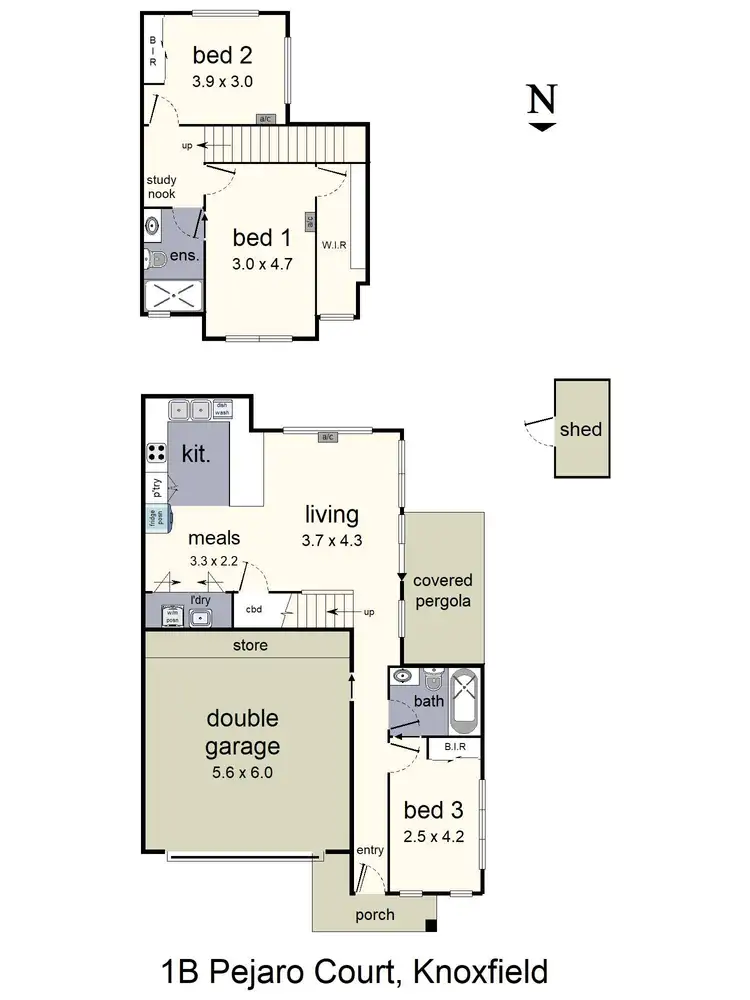 Floorplan of Homely townhouse listing, 1B Pejaro Court, Knoxfield VIC 3180