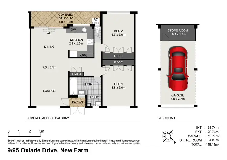 Floorplan of Homely unit listing, 9/95 Oxlade Drive, New Farm QLD 4005