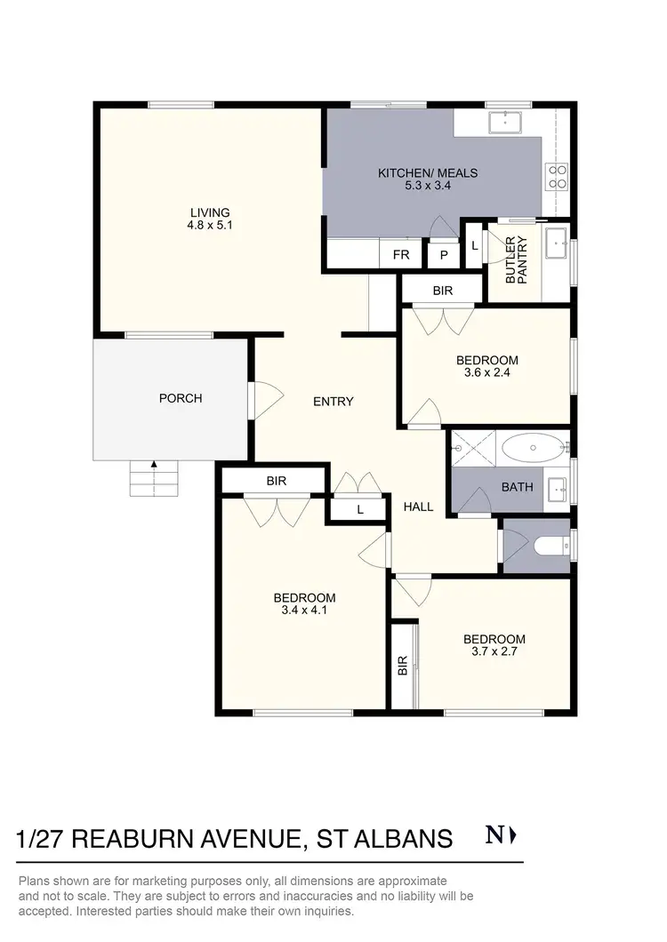 Floorplan of Homely unit listing, 1/27 Reaburn Avenue, St Albans VIC 3021