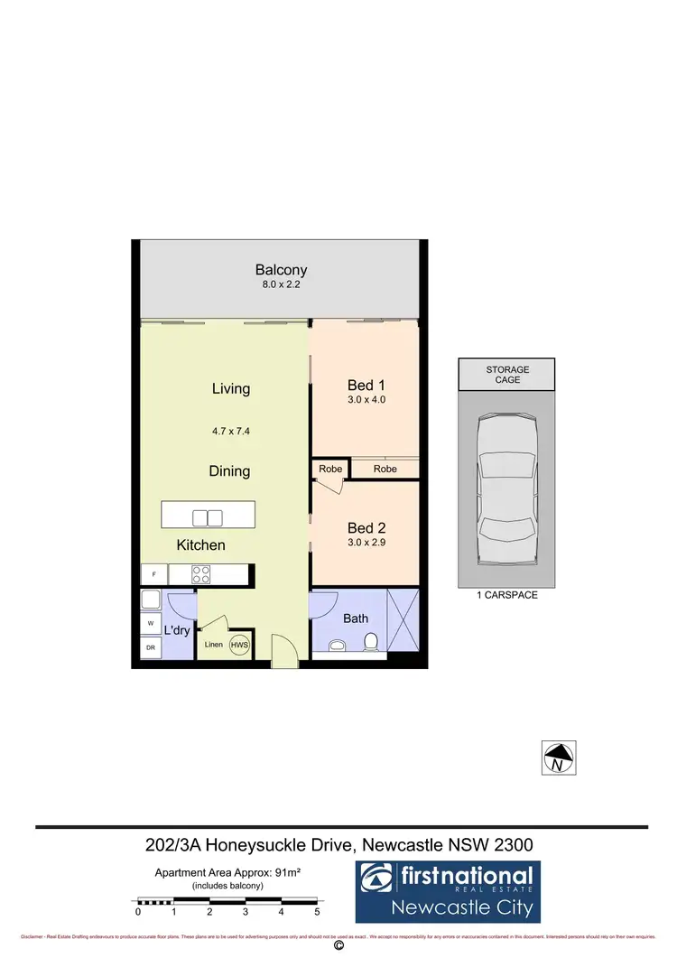 Floorplan of Homely apartment listing, 202/3A Honeysuckle Drive, Newcastle NSW 2300