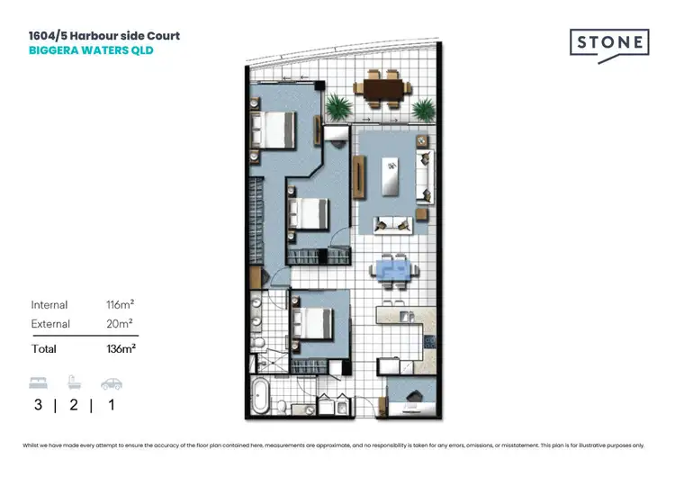 Floorplan of Homely apartment listing, Level 6/1604/5 Harbour Side Court, Biggera Waters QLD 4216