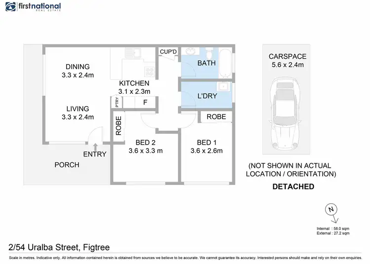 Floorplan of Homely unit listing, 2/54 Uralba Street, Figtree NSW 2525