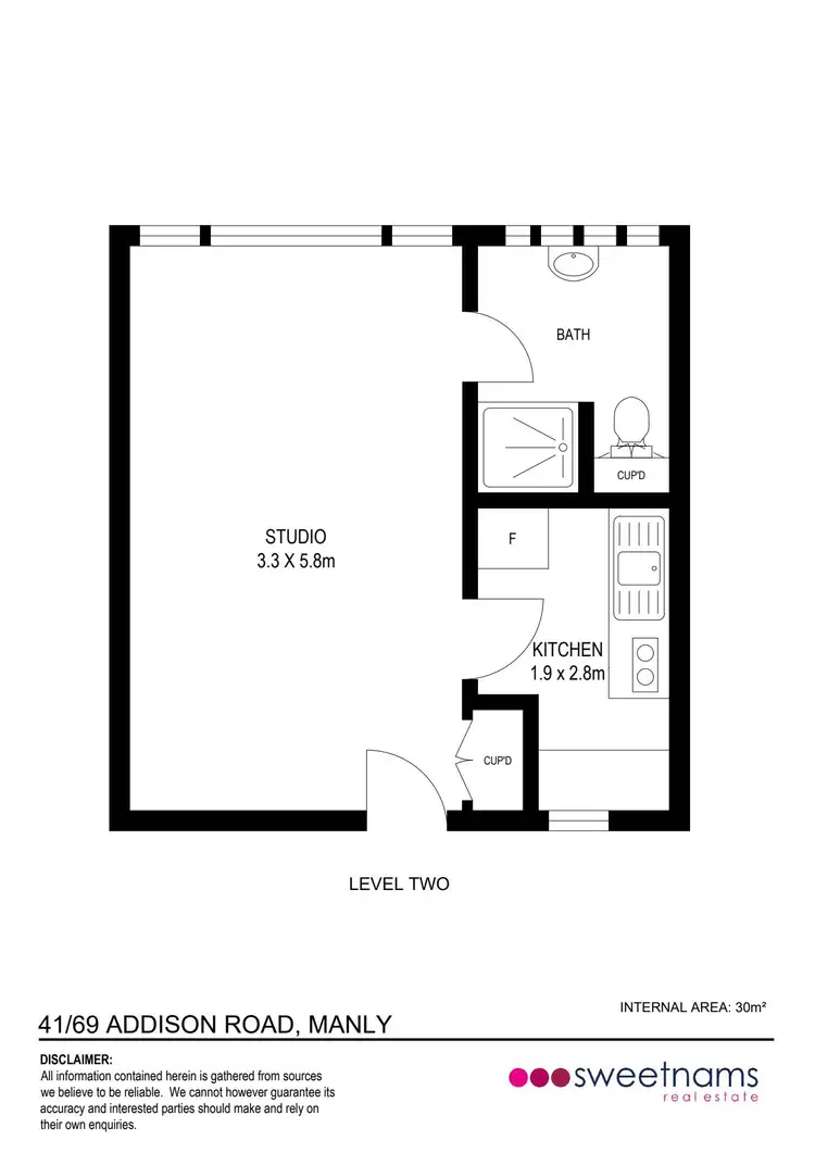 Floorplan of Homely studio listing, 41/69 Addison Road, Manly NSW 2095