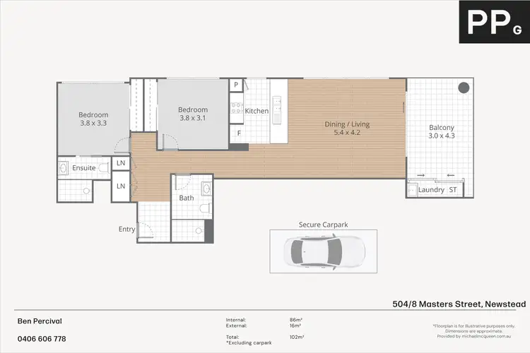 Floorplan of Homely apartment listing, 504/8 Masters Street, Newstead QLD 4006