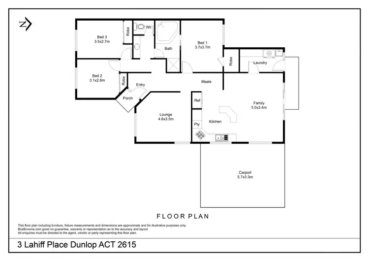 Floorplan of Homely house listing, 3 Lahiff Place, Dunlop ACT 2615