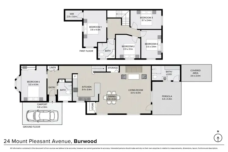 Floorplan of Homely semi-detached listing, 24 Mount Pleasant Avenue, Burwood NSW 2134