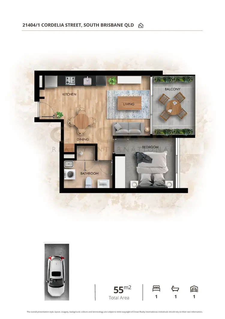 Floorplan of Homely apartment listing, 21404/1 Cordelia Street, South Brisbane QLD 4101