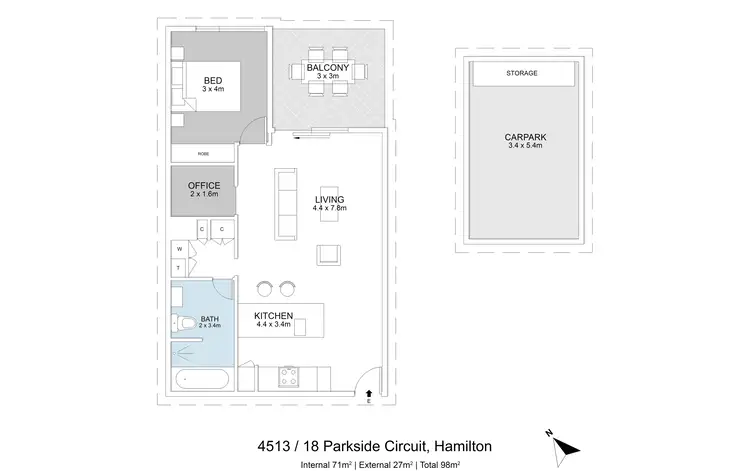 Floorplan of Homely unit listing, 4313/18 Parkside Circuit, Hamilton QLD 4007