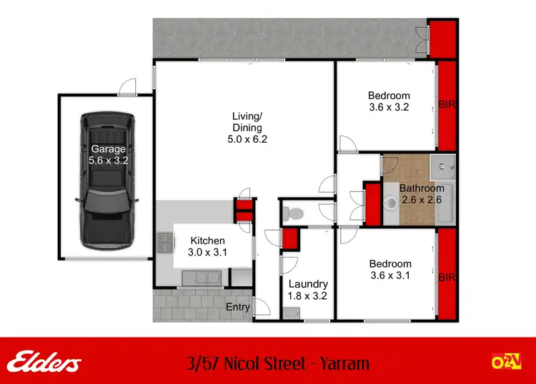 Floorplan of Homely unit listing, 3/57 Nicol Street, Yarram VIC 3971