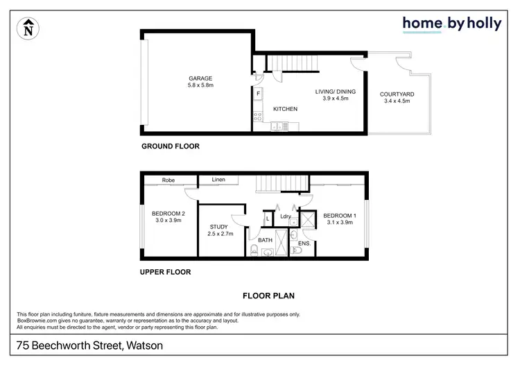 Floorplan of Homely townhouse listing, 75 Beechworth Street, Watson ACT 2602