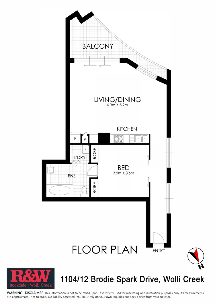 Floorplan of Homely apartment listing, 1104/12 Brodie Spark Drive, Wolli Creek NSW 2205