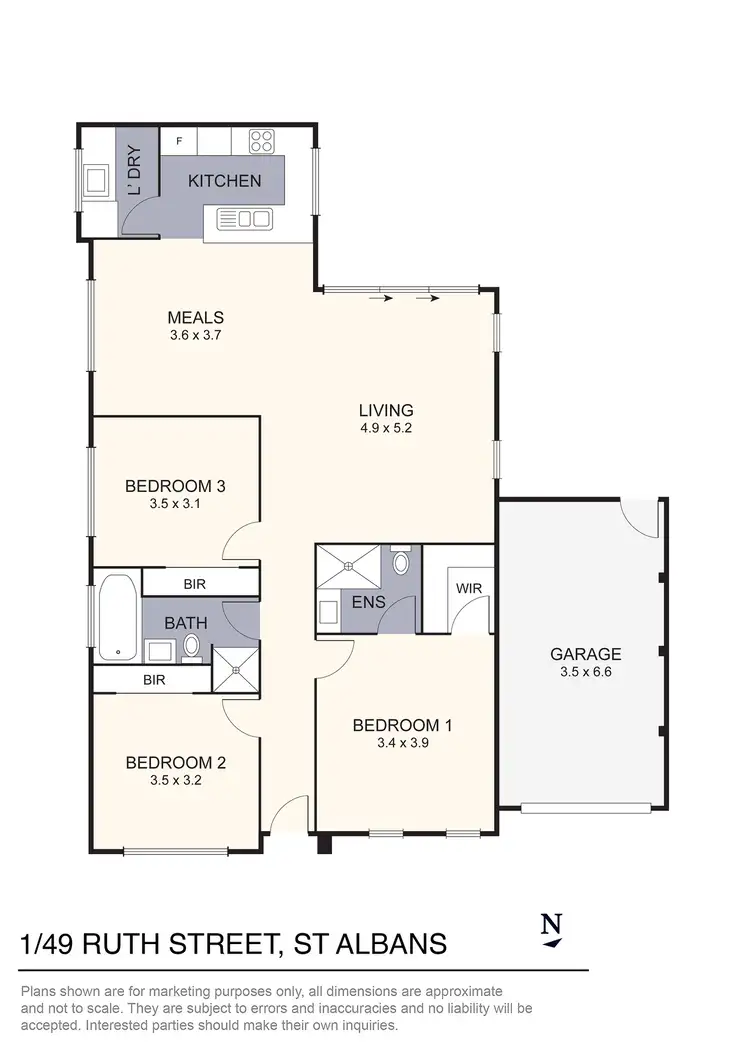 Floorplan of Homely unit listing, 1/49 Ruth Street, St Albans VIC 3021