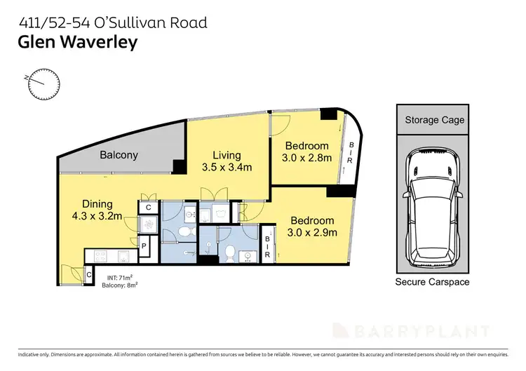Floorplan of Homely apartment listing, 411/52-54 OSullivan Road, Glen Waverley VIC 3150