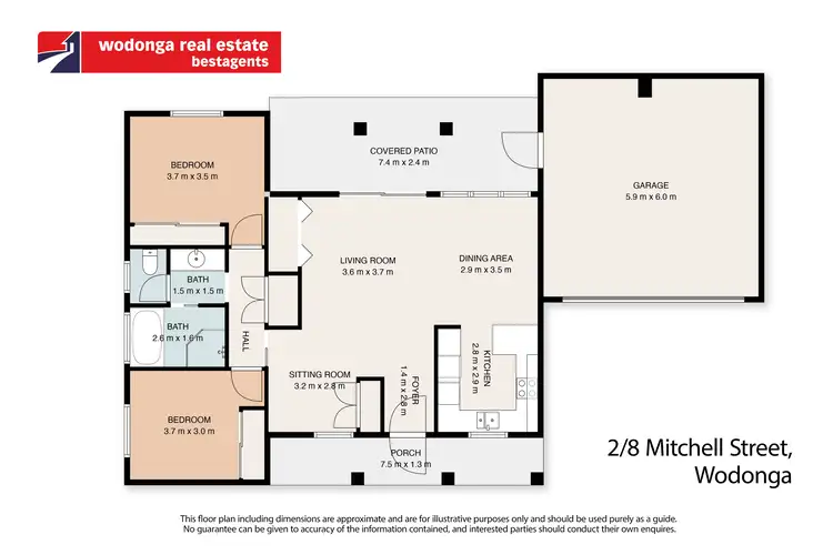 Floorplan of Homely townhouse listing, 2/8 Mitchell Street, Wodonga VIC 3690