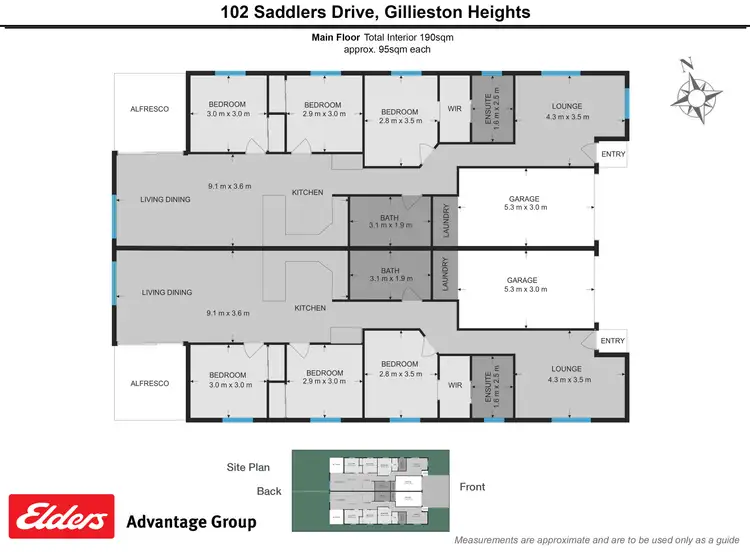Floorplan of Homely semi-detached listing, 1/102 Saddlers Drive, Gillieston Heights NSW 2321