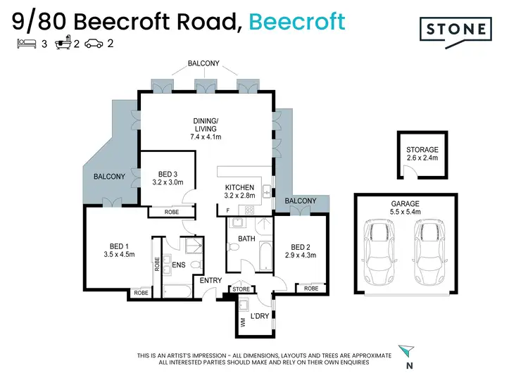 Floorplan of Homely unit listing, 9/80 Beecroft Road, Beecroft NSW 2119