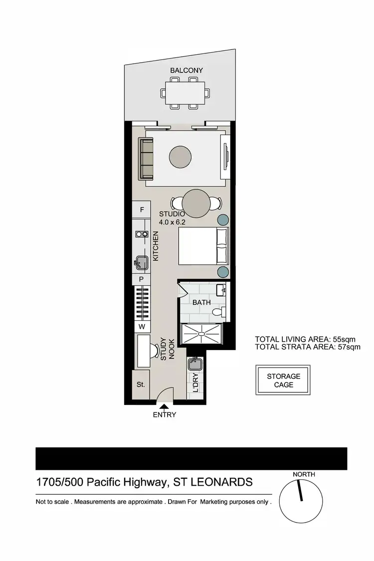Floorplan of Homely apartment listing, 1705/500 Pacific Highway, St Leonards NSW 2065